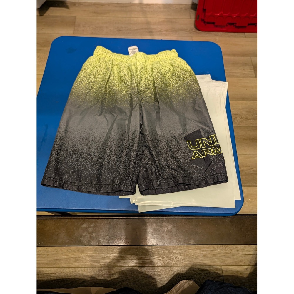 Under Armour Boys Neon Yellow Grey Ombre Swim Shorts Trunks YMD Medium